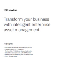 IBM Maximo: Intelligent Enterprise Asset Management