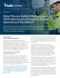 Insight: How PSM with Mechanical Integrity Drives Operational Excellence