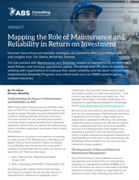 Insight: Mapping the Role of Maintenance and Reliability in Return on Investment